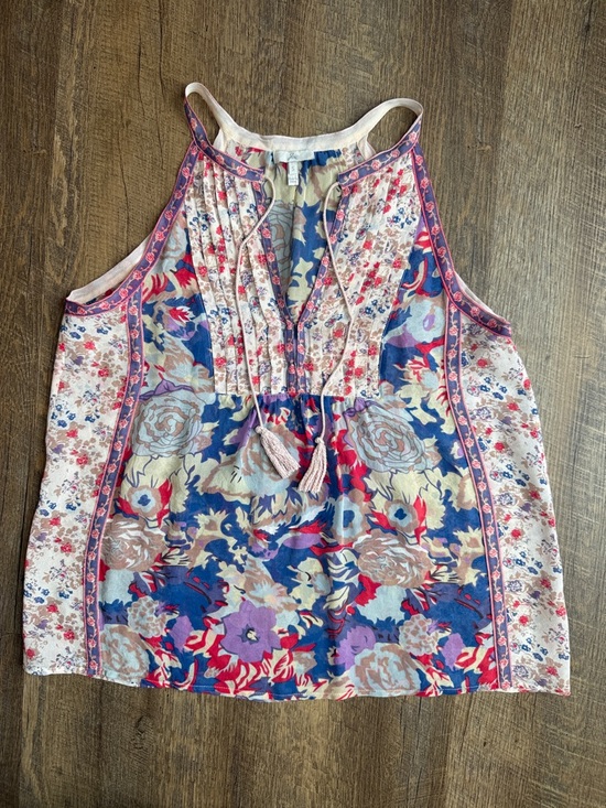 Joie Tops - Joie Women's Floral Silk Tie-Neck Tank Red White Blue Multi Size Small